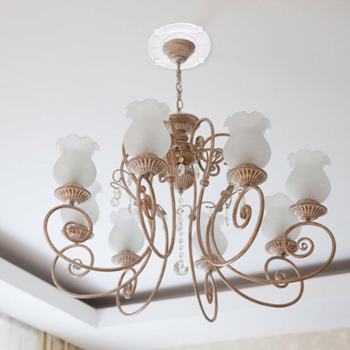 INCREWAY Split Design 12 Inch Ceiling Medallion for Lights & Fans - 5 Inch Cutout, Detachable PU Segments, Easy Install, White Ceiling Plate Decor