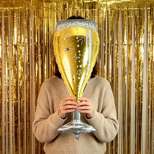 4PCS Rose Gold Champagne Bottle & Glass Balloons Set for Parties