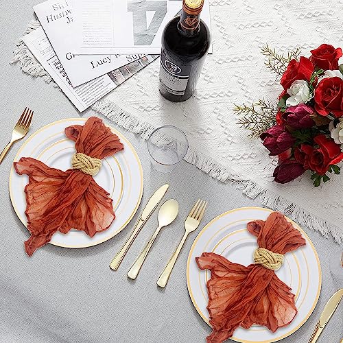Farmhouse Burlap Napkin Rings Set of 50 - Tropical Style, Rustic Table Decor