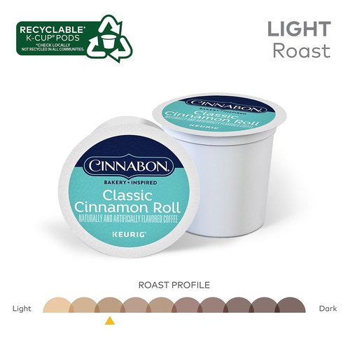 Cinnabon Classic Cinnamon Roll Keurig Single-Serve K-Cup Pods, Light Roast, 24 Pods Per Pack, Case Of 4 Packs