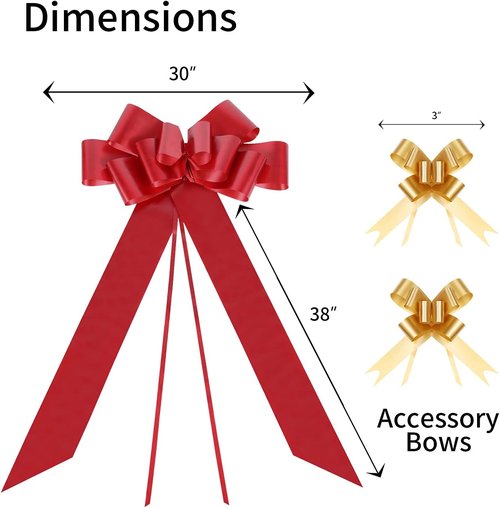 30 Inch Big Car Bow - Red Giant Bow for Weddings, Birthdays, Christmas & Special Occasions | 1 Pack