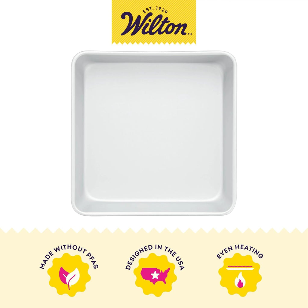 Wilton Square Cake Pan - 8 x 8 Inch Aluminum Bakeware for Even Heating | PFAS-Free Design