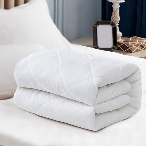 EIUE Quilted Mattress Pad - Lightweight & Breathable Fitted Topper Protector | Queen Size (60x80in) - White