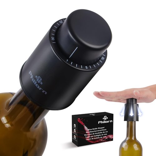 2 PACK Wine Bottle Stoppers, Philorn Vacuum Wine Stoppers - Saver Toppers for Wine Bottles, Reusable Wine Cork Cover Keep Wine Fresh after Opening, Real Vacuum Pump Wine Keeper Cap Preserver - Gifts