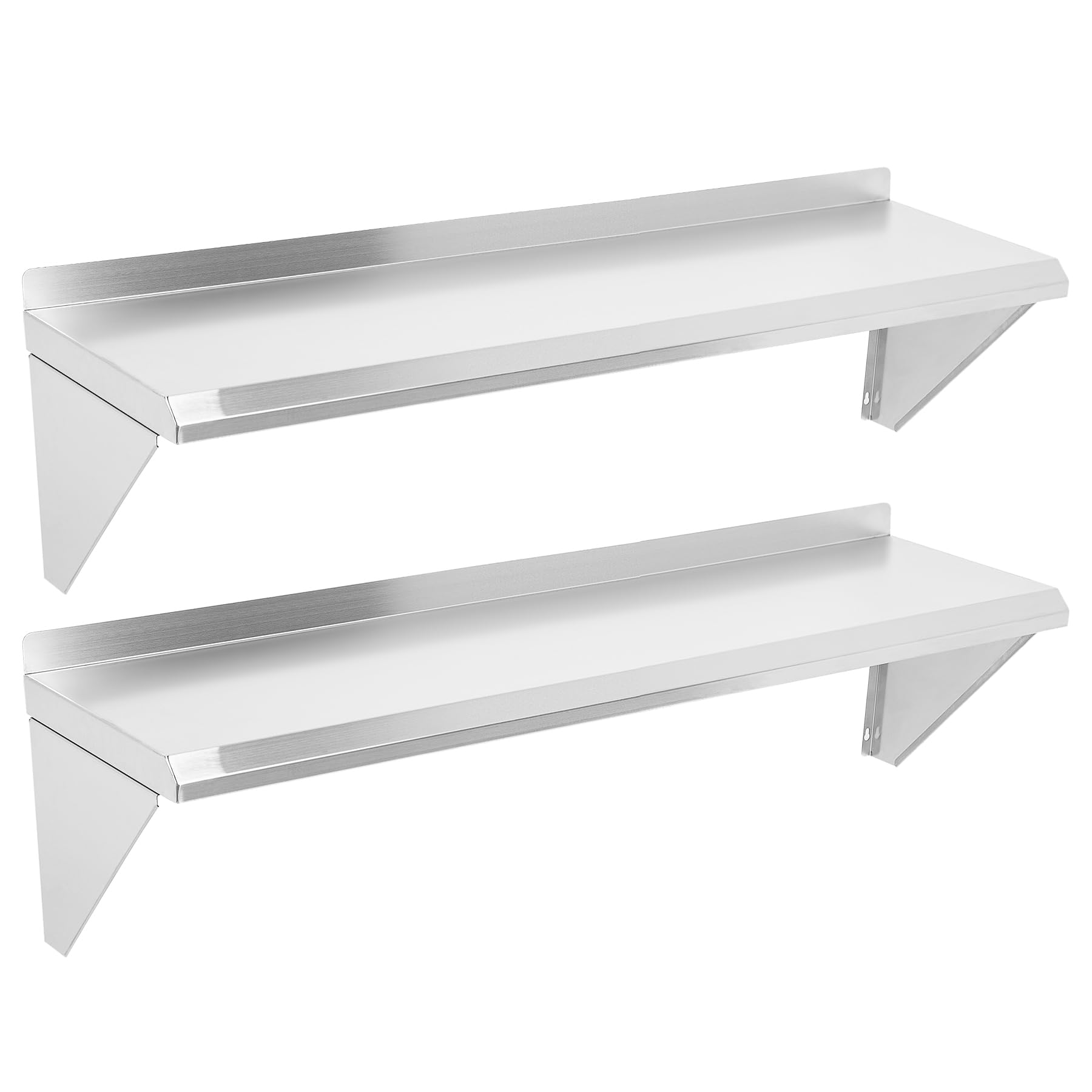 Toriexon Stainless Steel Shelf 12" x 48" - 2 Pack, 350LBS Wall Mounted Commercial Stainless Steel Shelves, Stable Stainless Wall Shelf for Kitchen, Bar, Restaurant and Garage