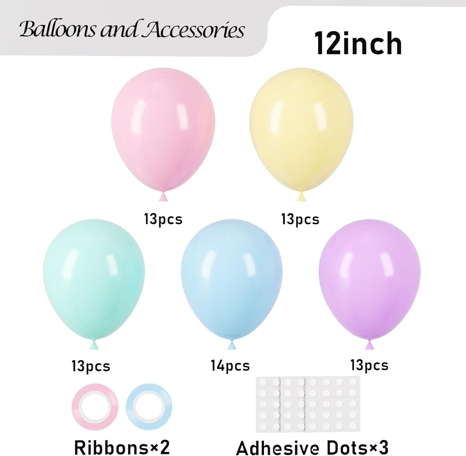 Voircoloria Pastel Balloons - 66 Pack 12-Inch Macaron Latex Balloons for Celebrations & Parties