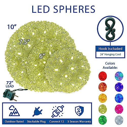 Orange LED Starlight Sphere Ornament - 7.5 Inch 100 Lights - Holiday Decor