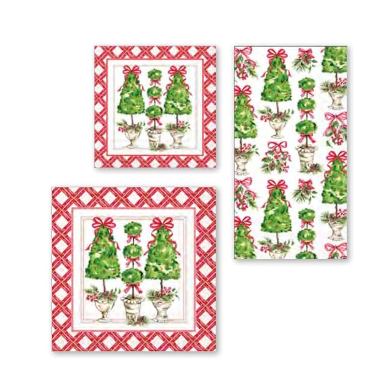 IHR 3-Ply Cocktail Napkins, 5" x 5", Holly Topiary, 20-Pack