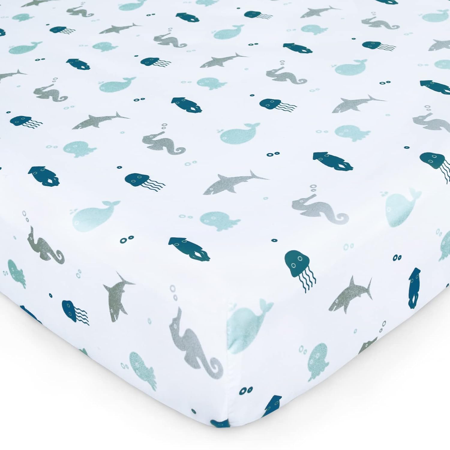 Regine Switzerland Fitted Crib Sheets - Soft & Breathable 2-Pack for Standard Crib 52'' x 28'' | Dinosaurs & Ocean Design