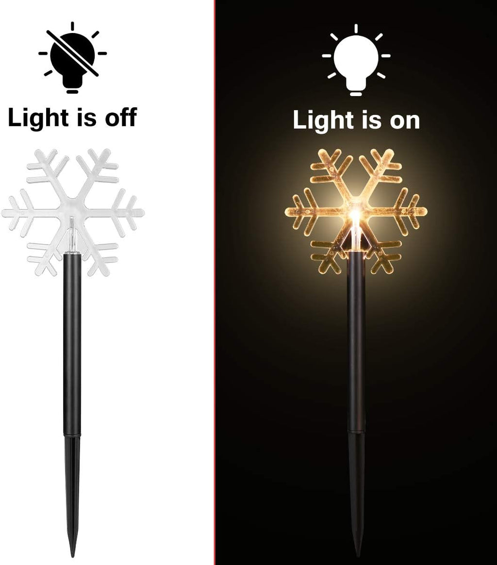 Uonlytech Christmas Snowflake Garden Lights - 5 Pack Battery Operated Waterproof Decor for Patio & Yard
