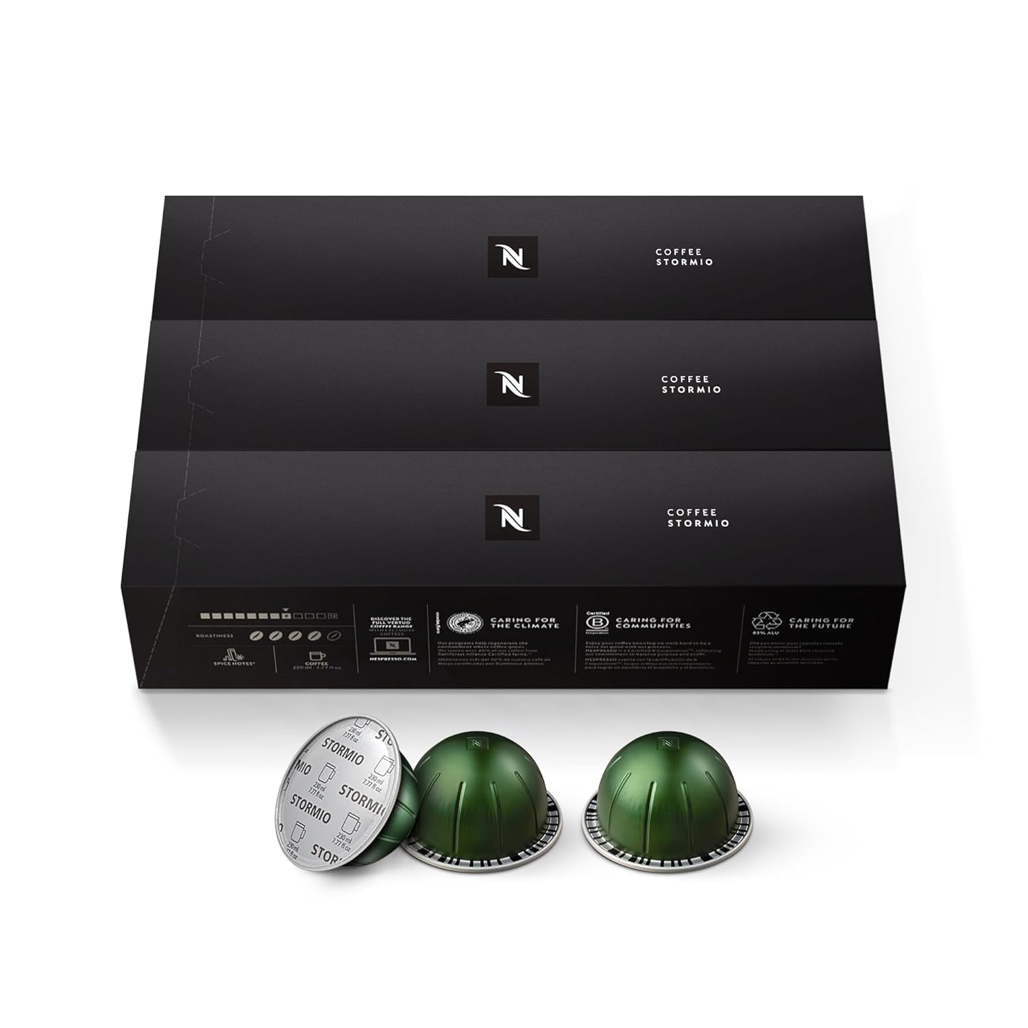 Nespresso Vertuo Stormio Dark Roast Coffee Capsules - 30-Count Pods for 7.8oz Brews
