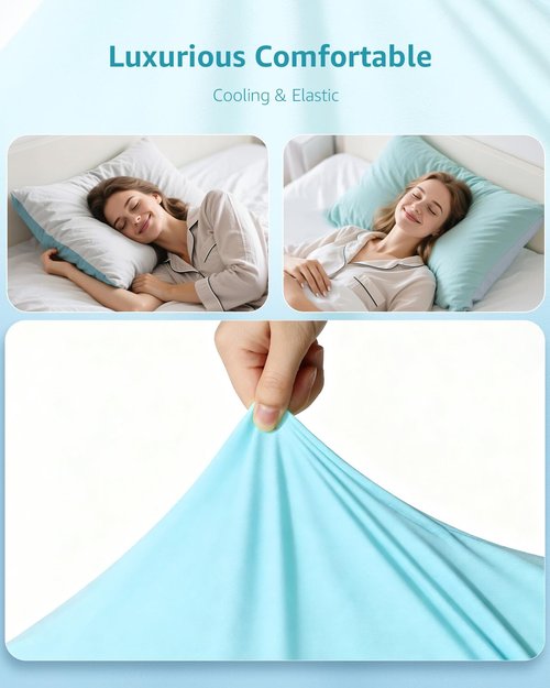 Itartshion Cooling Pillow Cases Queen Size Set of 2, Qmax >=4.5, Cooling Pillowcases for Hot Sleepers, Cool Pillow Covers with Envelope Closure, Gifts, Dark Grey, 2pcs (01 - Light Grey)