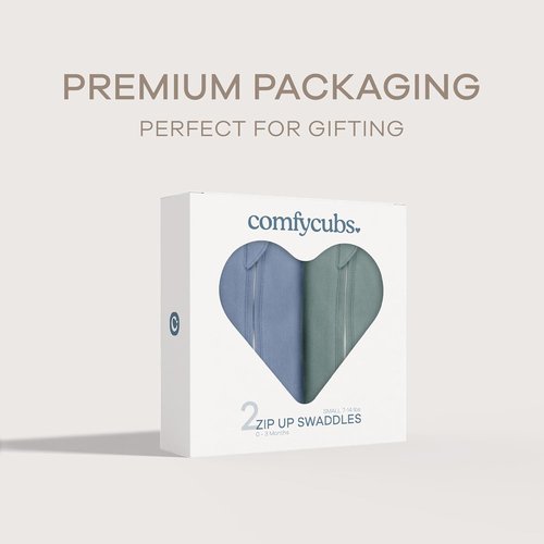 Comfy Cubs Swaddle Blanket - Easy Zipper Wrap for Newborns | 2-Pack in Nomadic Blue (0-3 Months)