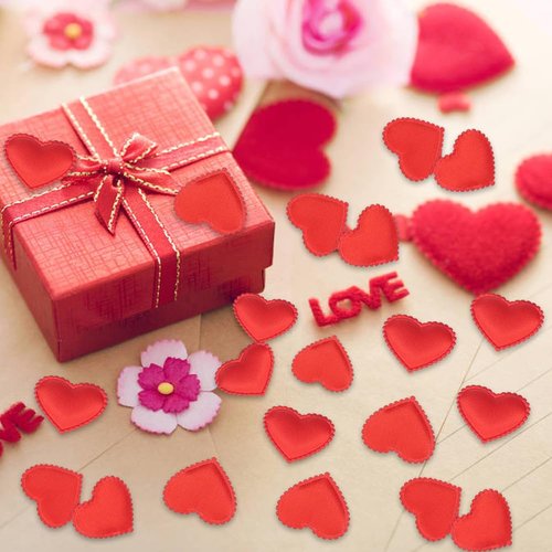HSONAIGEE 400 Pieces Red Heart Confetti Decoration, 1.4 Inch Sponge Heart Table Petal Romantic Decor for Valentine's Day Wedding Birthday Mother's Day