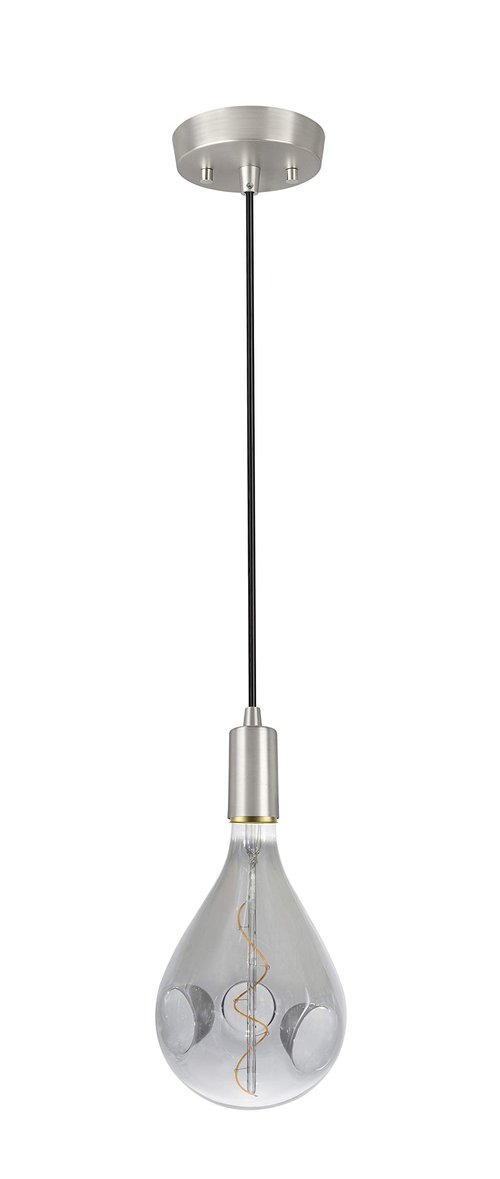Aspen Creative 21046, One-Light Hanging Socket Pendant Fixture with Matte Satin Nickel Socket and 5 feet of Black Cord