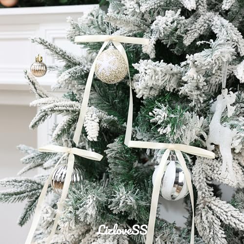 Ivory Satin Ribbon Bows with Twist Ties - 50 Pack, 5x7 Inch