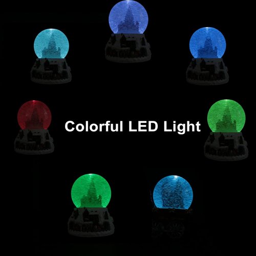 Christmas Snow Globe - LED Light & Musical Snowflakes | 5.9 Inch Santa Claus & Christmas Tree Decoration