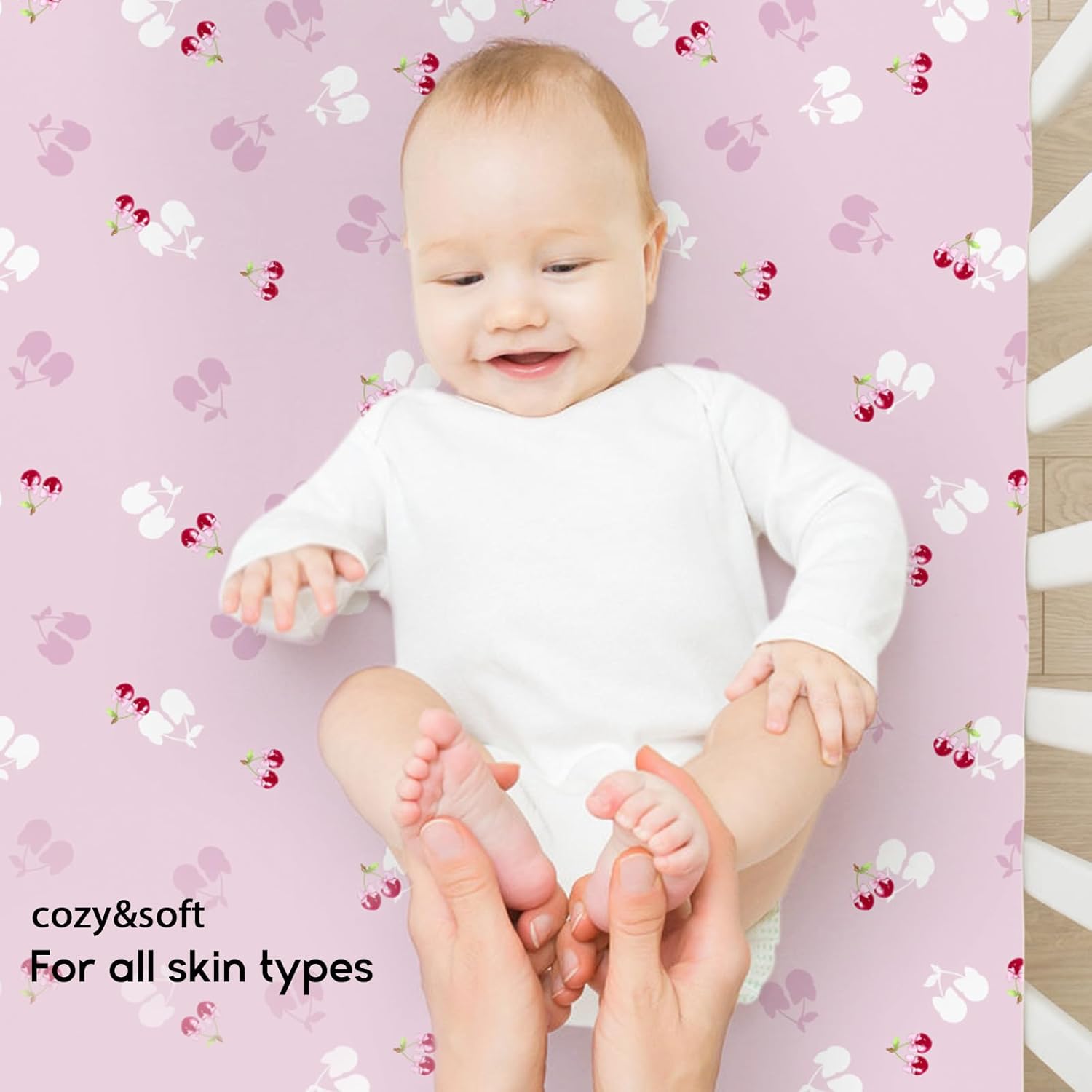 Yoofoss Fitted Pack and Play Sheets - Soft, Breathable Mini Crib Sheets 2-Pack (Pink & Cherry)