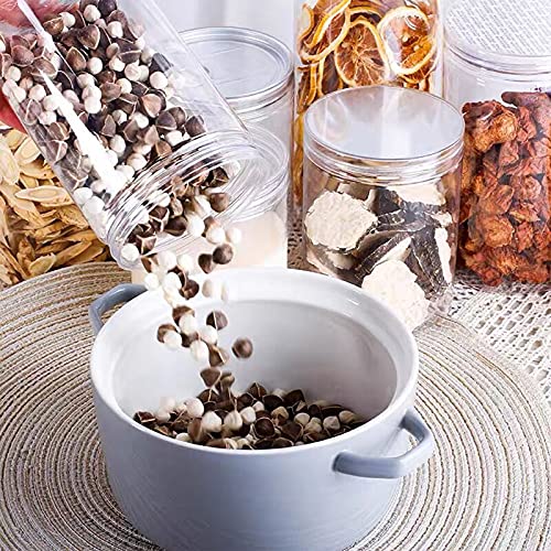 CABAX 12oz Clear Plastic Food Storage Jars with Silver Lids - Pack of 2