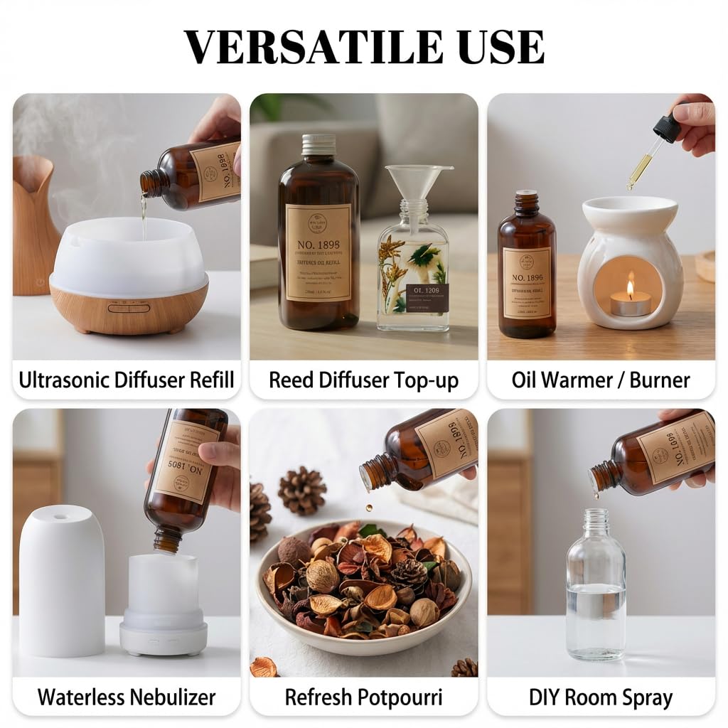 Luxury Hotel Scent Reed Diffuser Oil Refill(8.5 FL oz) | No.1898 Hotel Collection Diffuser Oil Inspired by Ritz Carlton for Home&Office| Long-Lasting for Machine, Room Spray, Air Freshener, HVAC