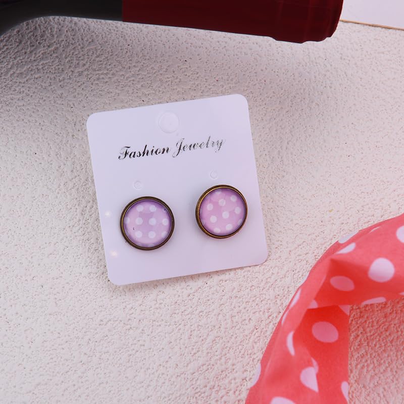 50s Pink Polka Dot Bow Headband and Retro Earrings Costume Set