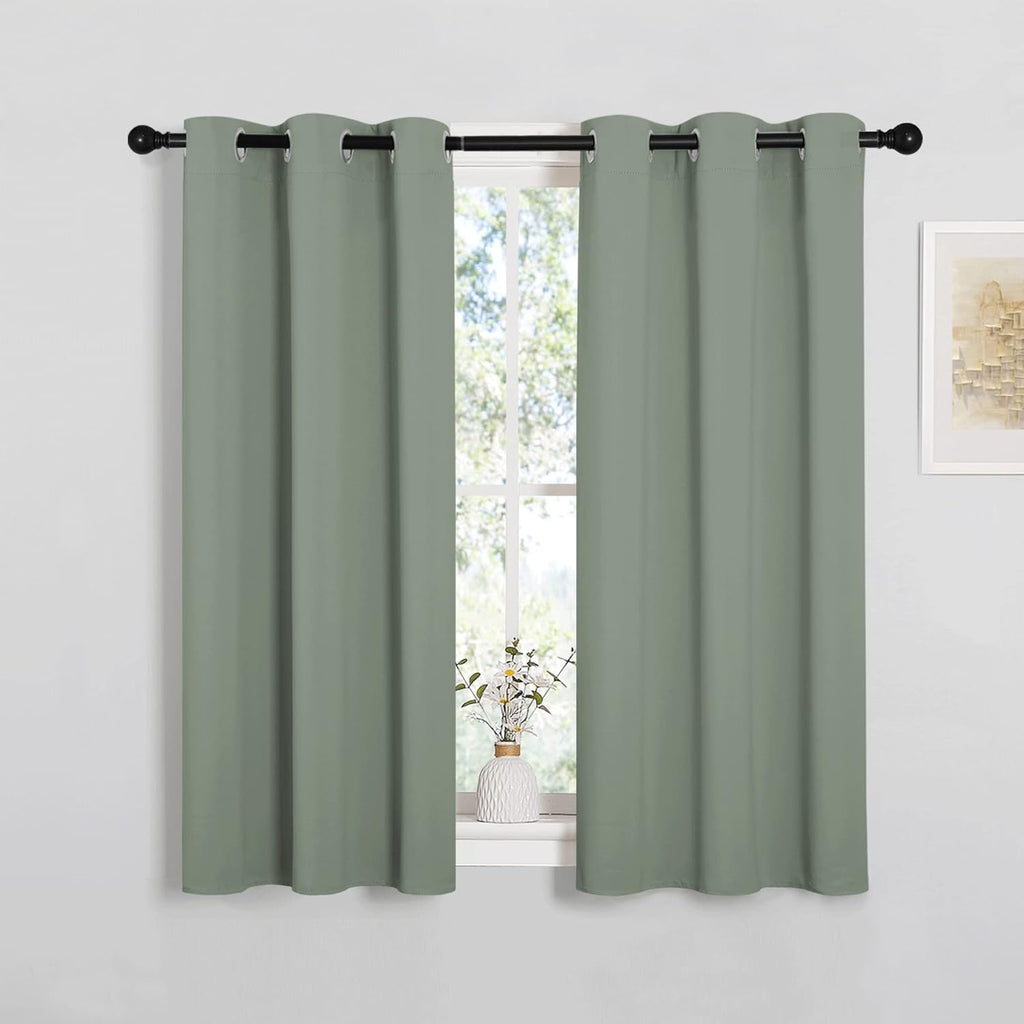 NICETOWN Blackout Curtain Panels - Thermal Insulated Draperies in Greyish Green | 34x45 Inch, 1 Pair