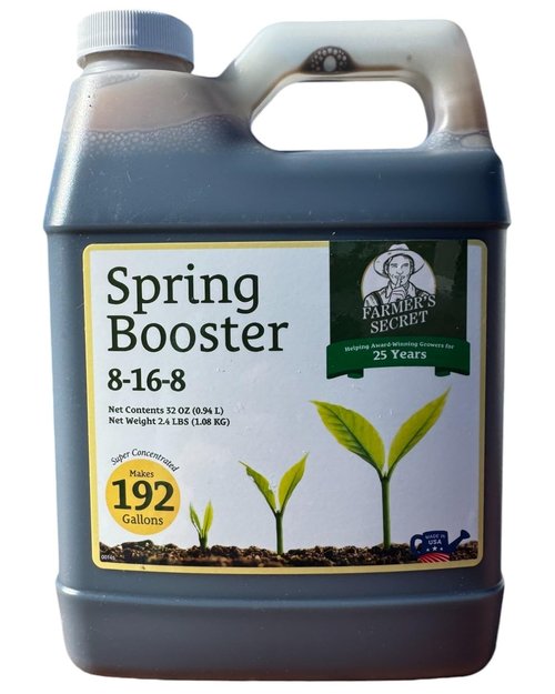 Farmer's Secret Spring Booster Fertilizer - Super Concentrated 8-16-8 Formula | 32oz for All Plants