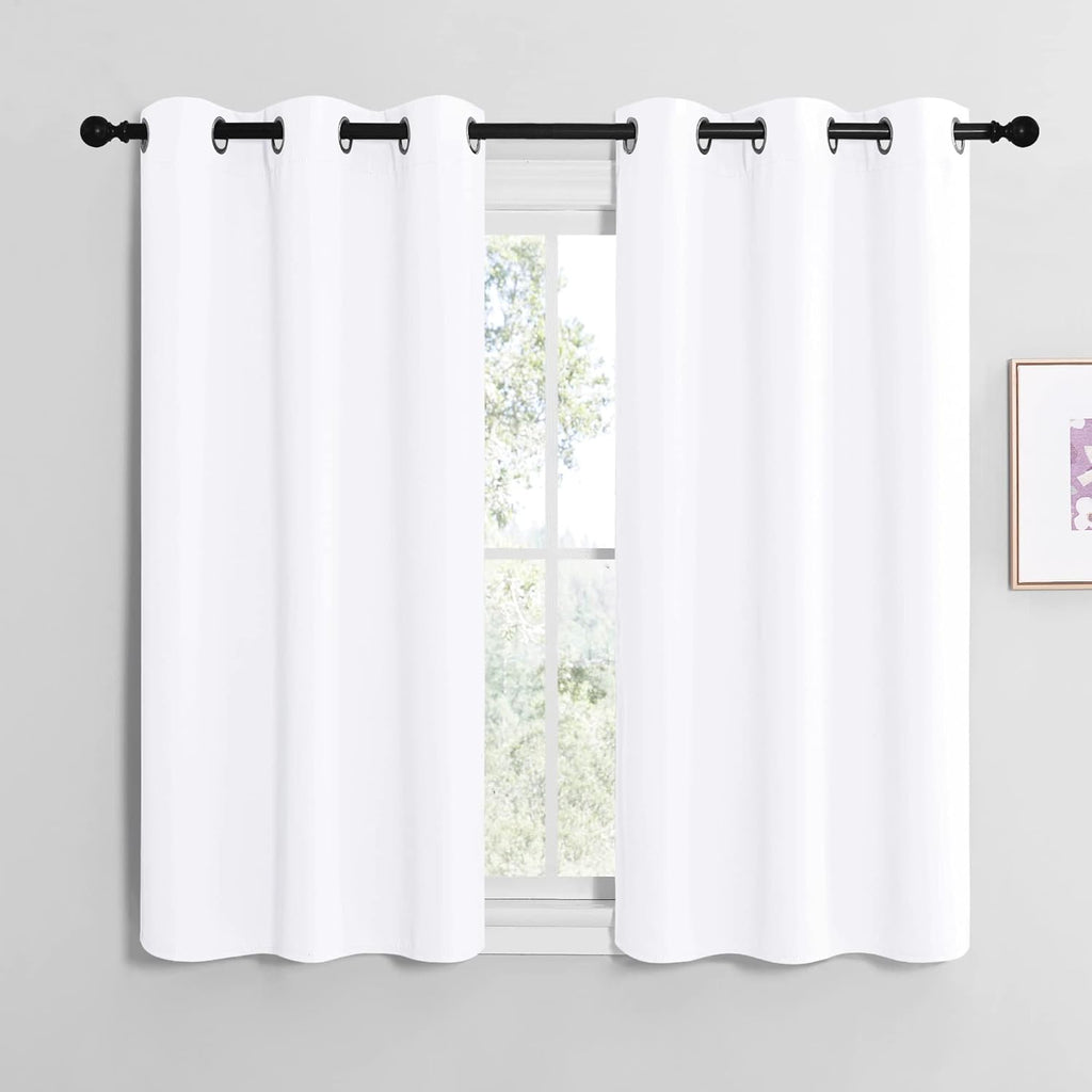 NICETOWN White Lightweight Curtain Panels - Non-Blackout Drapes for Bedroom & Dining Room | Set of 2, 42" W x 48" L