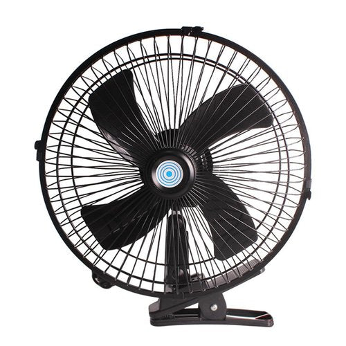 CYDZSW 12v Clip Fan for Car,10 inch Portable 90° Rotation Oscillating 12 Volt DC Desk Fan,2 Speed Car Fans that Blow Cold Air,360° Adjustment Clip on Fans for RV,Truck,SUV and Vehicles(Black)