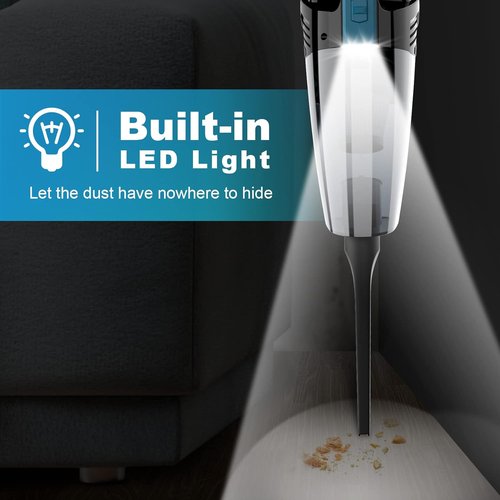 Blestan Cordless Car Vacuum - Lightweight High-Power Handheld Cleaner with LED Light | Ideal for Home, Office & Pet Hair, Black/Blue