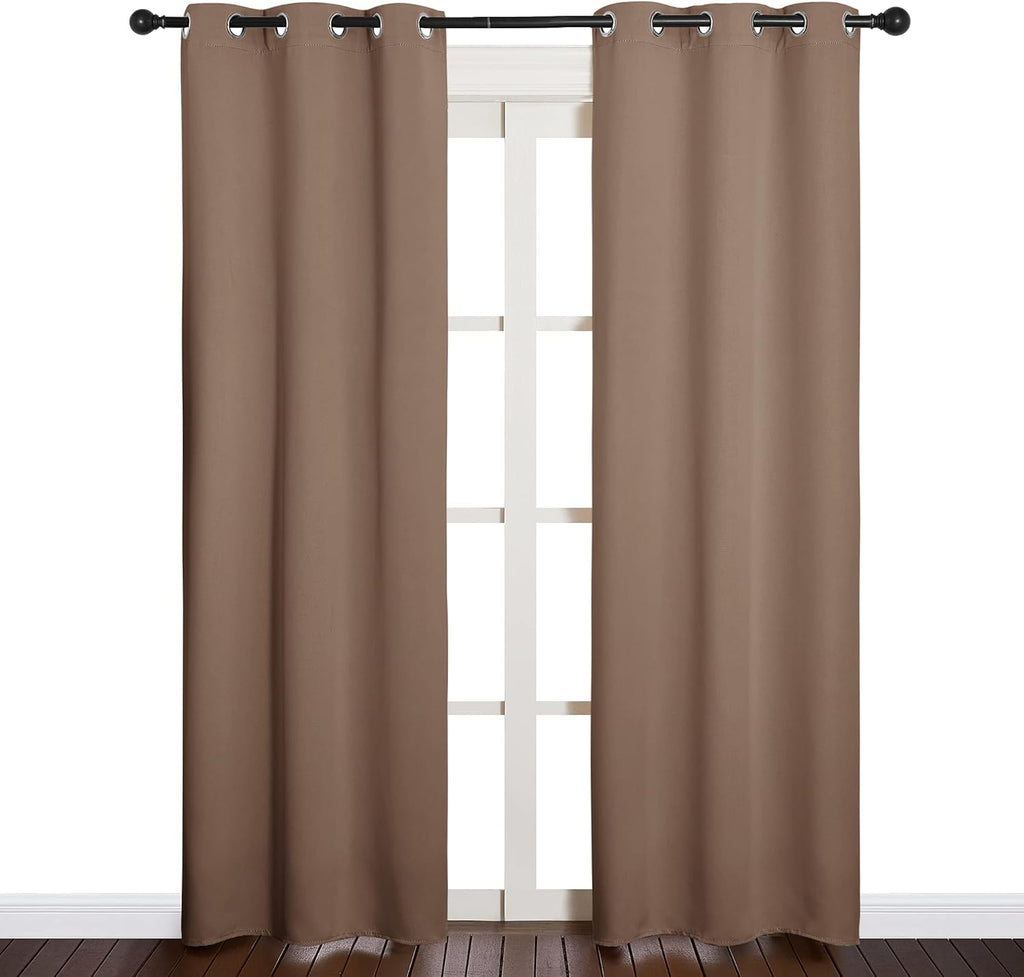 NICETOWN Blackout Curtain Panels - Thermal Insulated Grommet Drapes for Bedroom | 34x84 Inches, Cappuccino