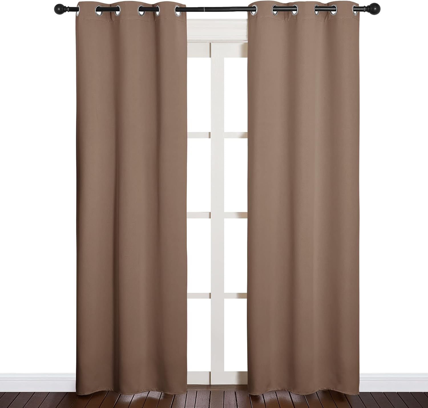 NICETOWN Blackout Curtain Panels - Thermal Insulated Grommet Drapes for Bedroom | 34x84 Inches, Cappuccino