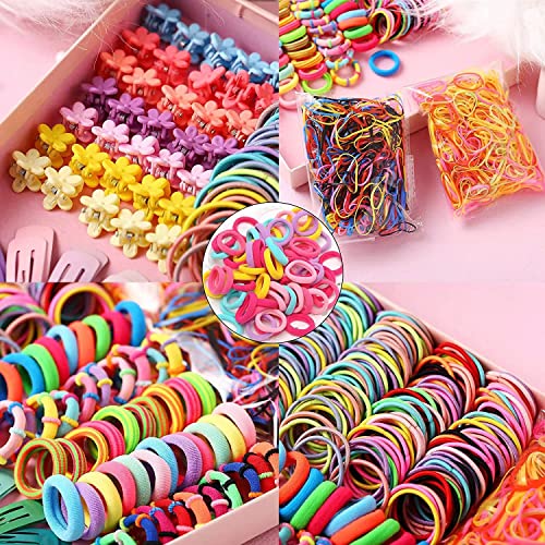 Aakihi 780Pcs Clear Elastic Hair Bands and Mini Claw Clips Kit