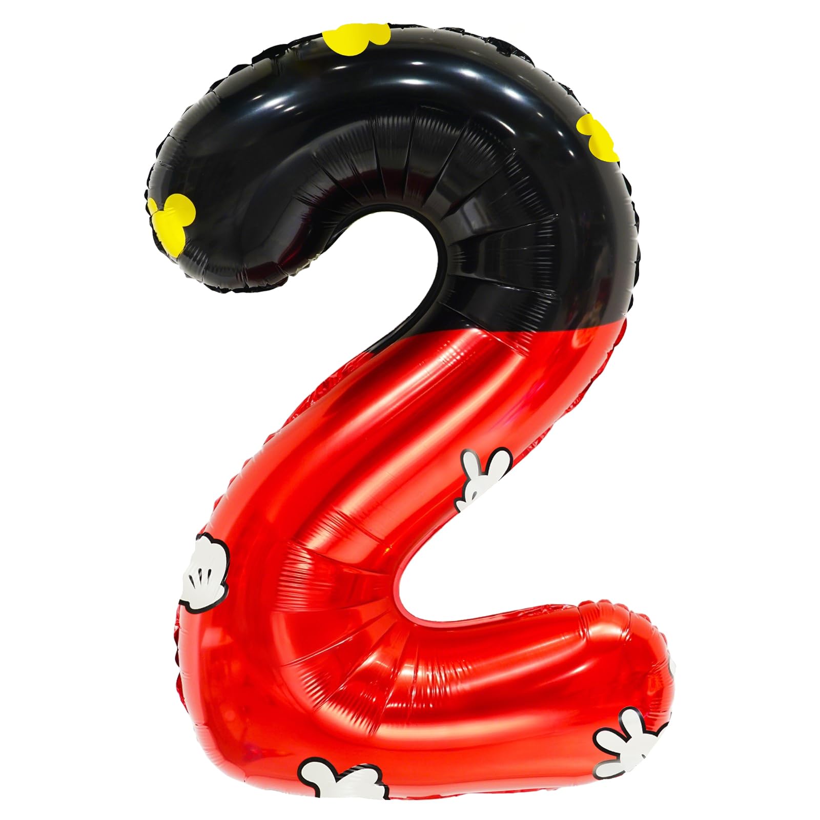 YIIHMEI 40 Inch Cartoon Mouse Number 2 Balloon Black Red Balloons,Giant Number with Animation Style Balloons for 2nd Anniversary Birthday Theme Party Decorations Supplies