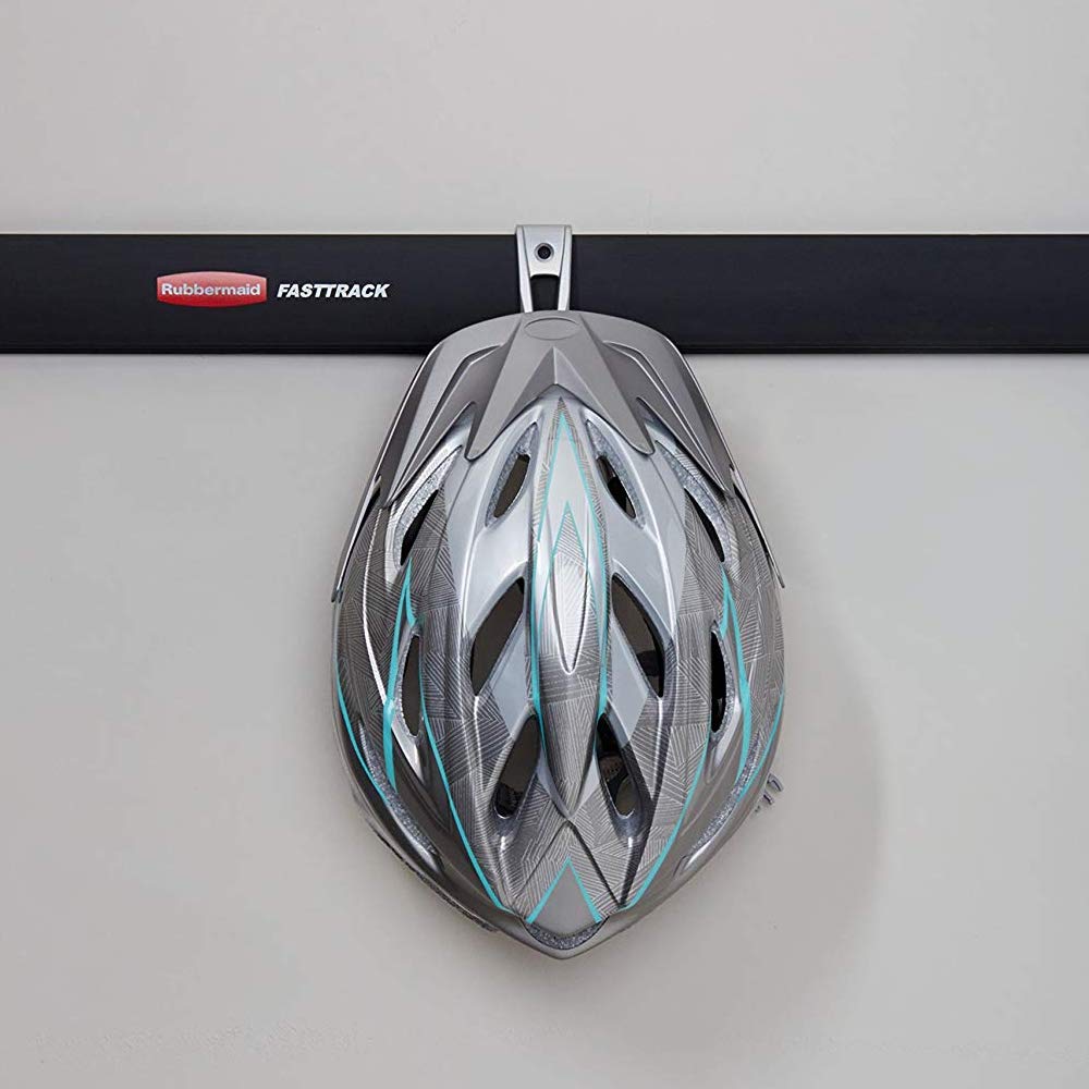 Rubbermaid Universal Powder Coaded Metallic Fasttrack Hanging Garage Hook Organizers for Ladder, Tool, and Bike Storage (6 Pack)