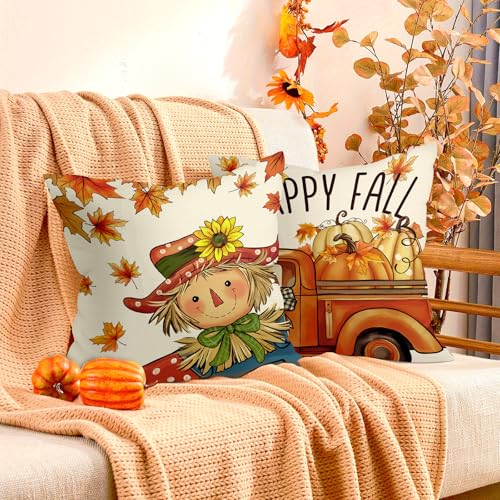 Autumn Pumpkin Gnome Throw Pillow Covers - Set of 4 (18x18)
