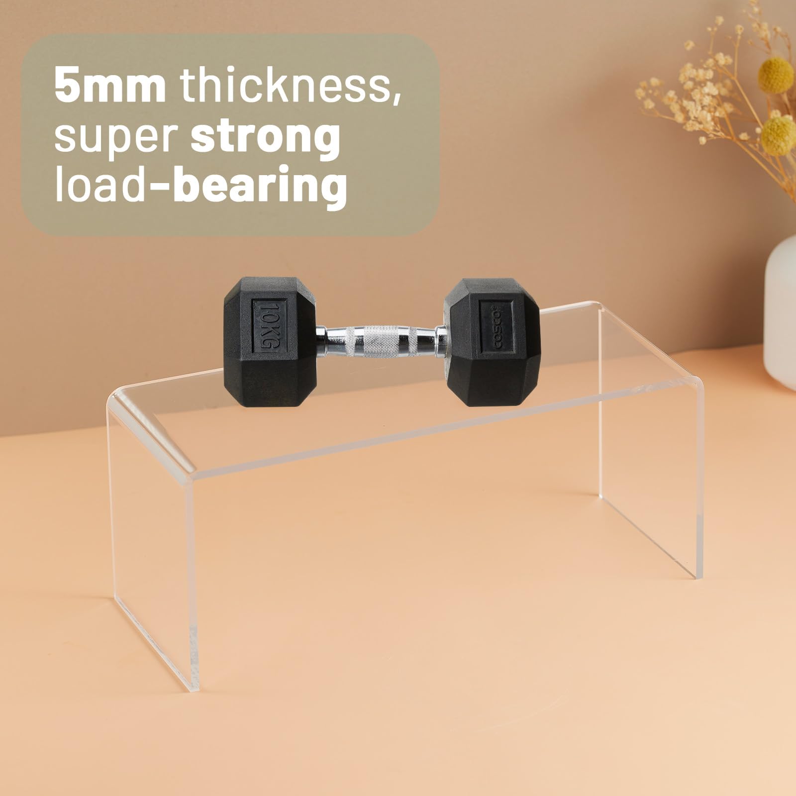 HTRYBNES 4 Packs Kitchen Cabinet Shelf Organizer, Acrylic Clear Shelf Riser, 5mm Thick Spice Rack for Dishes, Soda Cans and Cup（11.8 x 4.72 x 4.72 Inch）