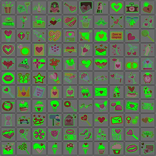 Glow Valentine's Day Temporary Tattoos for Kids Classroom Favors (204 Sheets)