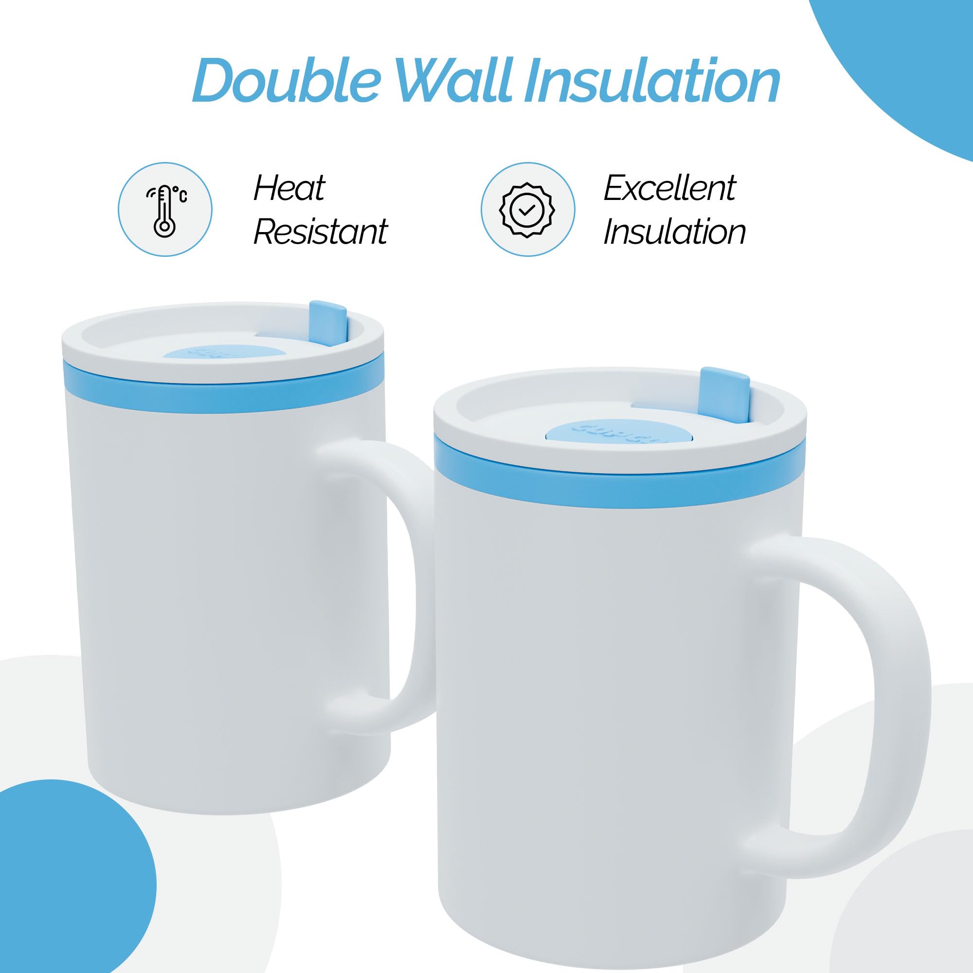 Copco Desk Mug 16 oz - Durable BPA-Free, Double-Wall Insulation for Hot & Cold Drinks, Microwave & Dishwasher Safe, Ideal for Office, Home, Travel - Spill-Resistant Reusable Mug (Teal)
