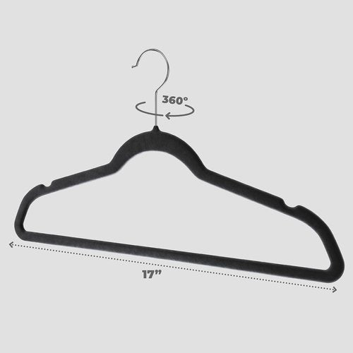 Home-it Premium Velvet Hangers - Heavy Duty Non-Slip Black Suit & Clothes Hangers | 50 Pack with 360° Hook