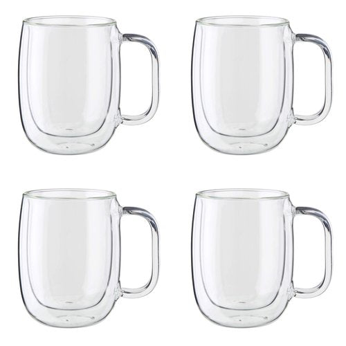 ZWILLING Sorrento Plus 4-pc Double-Wall Glass, Insulated Coffee Mug, 12-oz, 355ml, Clear