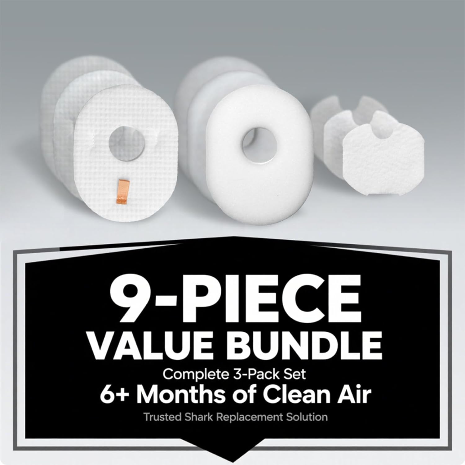 Shark Replacement Filter Kit - 3 Pack Vacuum Filters & Brush for HV300 Series | High-Performance Cleaning