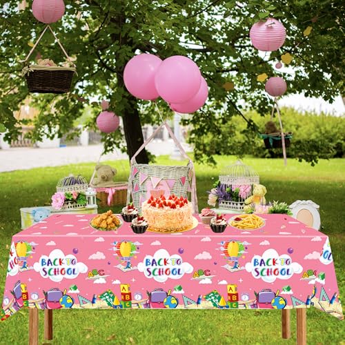 Back to School Tablecloths - 2 Pack Plastic Table Covers, 54x108 Inch