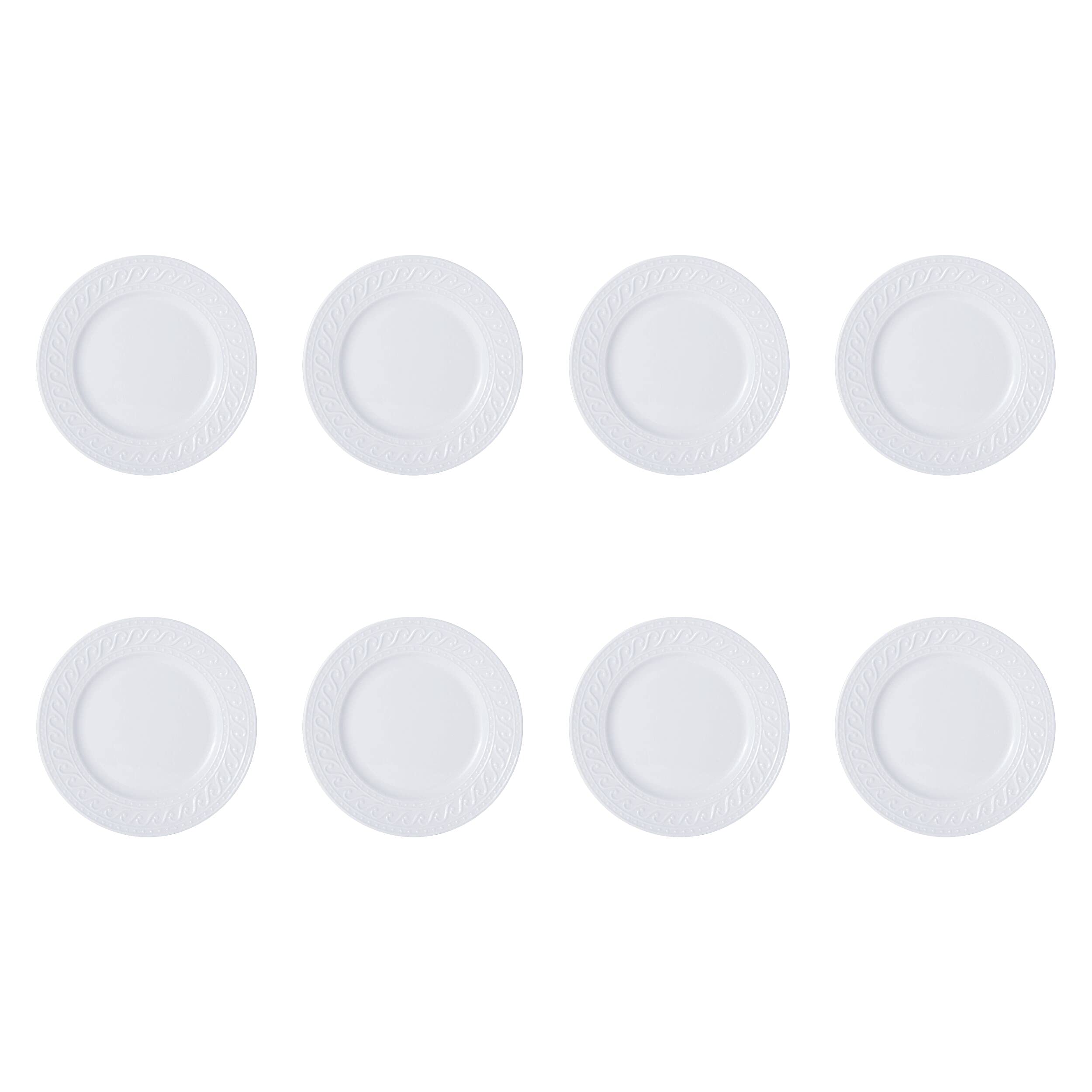 Pfaltzgraff Sylvia 32-Piece White Dinnerware Set, Service for 8, Durable Stoneware Plates, Bowls, and Mugs, Microwave and Dishwasher Safe