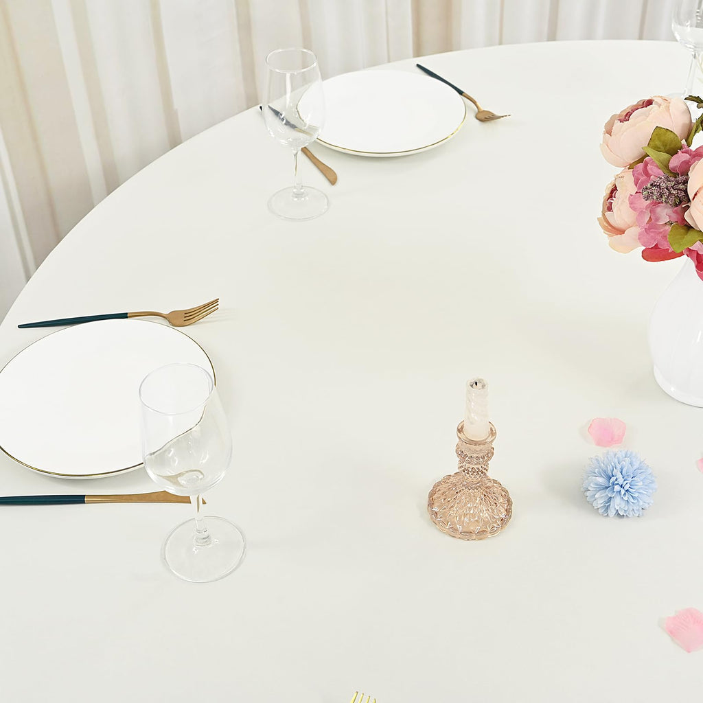 8 Pack Ivory Round Tablecloth 120 Inch Circle Polyester Table Cloth, Washable Fabric Stain and Wrinkle Resistant Table Cover Round Tableclothes for Wedding Parties Banquet Reception Dining