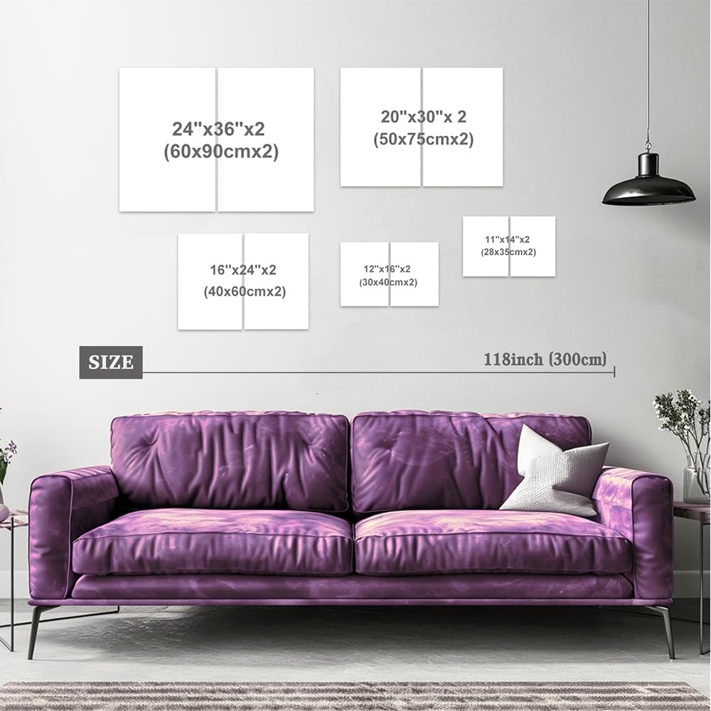 SWQYLB Celestial Sun Moon Wall Art Set - Floral Canvas Prints for Witchy Bedroom Decor (12"x16")
