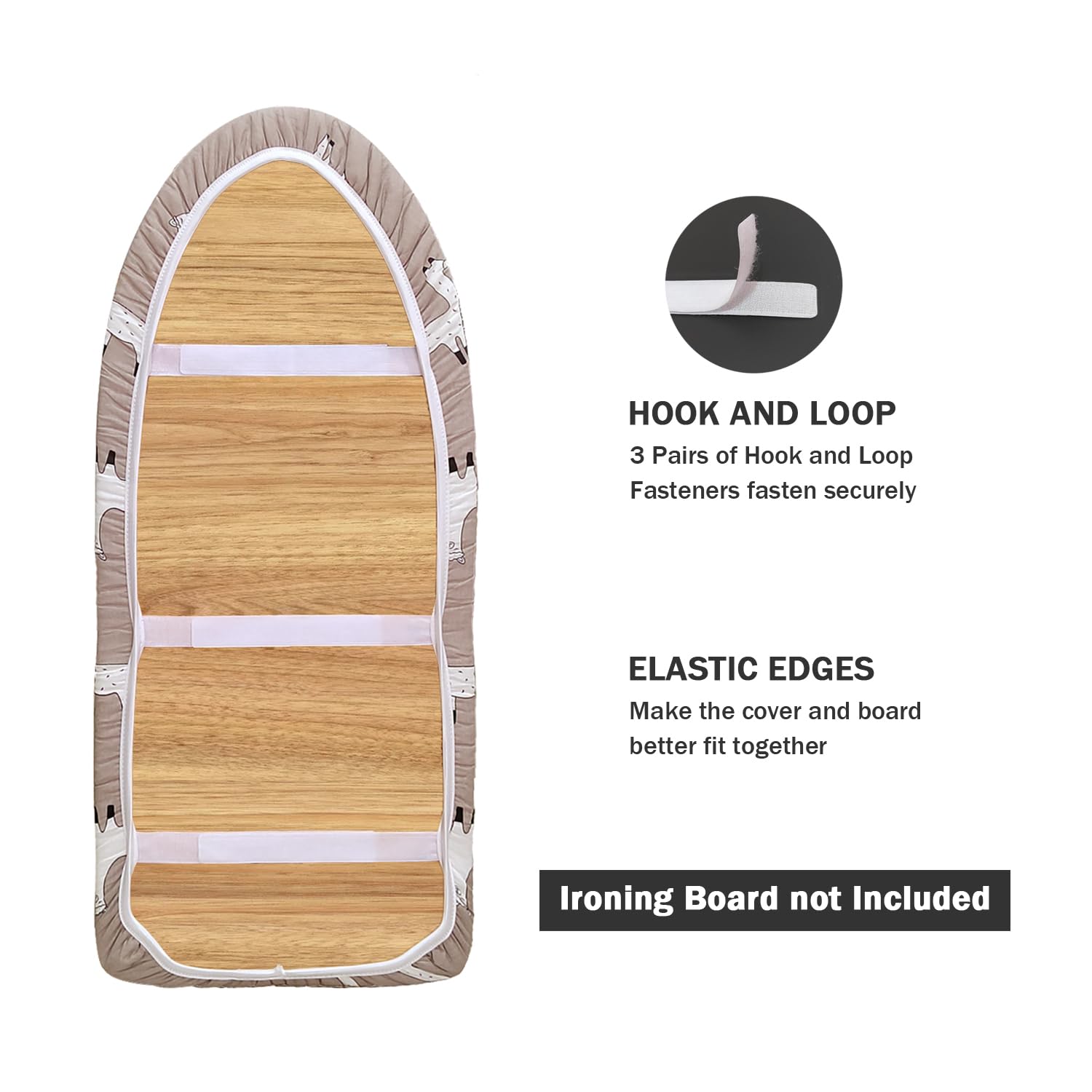 12" x 32" Small Tabletop Ironing Board Cover and Pad,3 Pairs of Hook and Loop Fastener Straps,Elastic Edges,Cotton Mini Iron Board Cover with Scorch Resistant Thick Padding