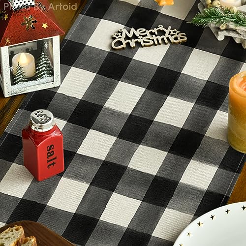 Christmas Tree Truck Table Runner 13x72 Inch Black White Holiday Decor - Artoid Mode