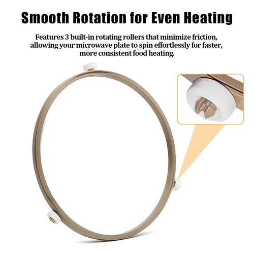 Microwave Turntable Ring Replacement 8.7-Inch Microwave Oven Spinner Replacement Parts with 3 Smooth Rollers Universal Fit for Most Microwaves