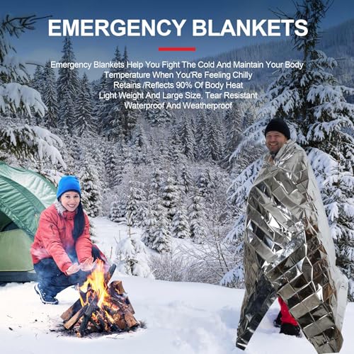 9 Pack Emergency Blankets, Outdoor Survival Emergency Insulated Gear, Mylar Thermal Space Insulated Blanket, Perfect for Camping, Hiking, Running, Marathon, Wilderness Rescue or First Aid